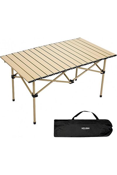 dalimag Folding Camping Table, Including Carrying Bag, Aluminum, Beige, 120 x 55 x 50cm