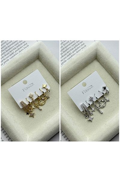 CA SHOPPİNG Planet Y Star Theme Set of 6 Steel Anti-Tarnish Earrings