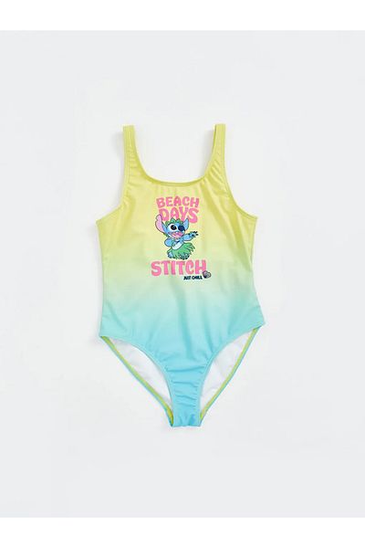 LC Waikiki Lcw Kids Blue Stitch Printed Quick Dry Swimwear for Girls
