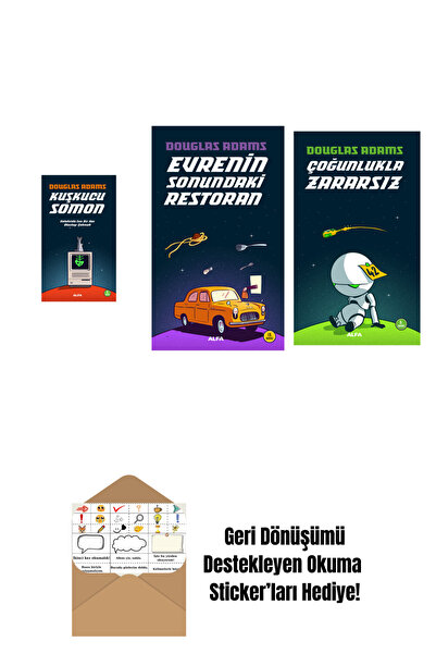 Alfa Yayınları Douglas Adams 3 Kitap Set + Okuma Sticker'ları