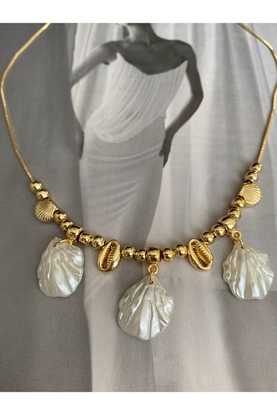 Pinery Jewels Summer Women's Necklace with Row Seashell Pearl – Modern and Stylish Design