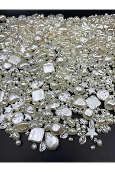 Hobimos 25g Mixed Cream Color Luxury Plating Unshaped Trapezoid Plastic Pearl Beads