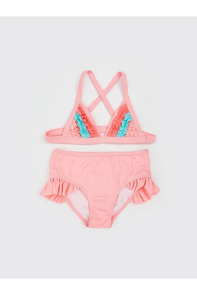 LC Waikiki LCW Παιδικό Σετ μπικίνι για κορίτσια με ροζ κουρουβάσι γιακά