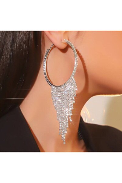 Shiklik MODA ارفع أناقتك مع أقراط حجرية فضية لامعة