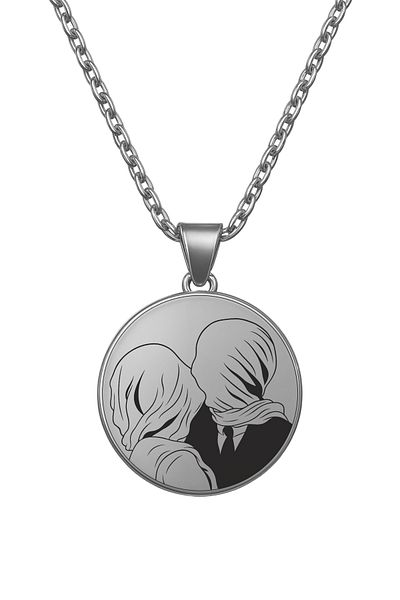 ArtinArt The Lovers (Lovers)- René Magritte |   316L Steel Necklace