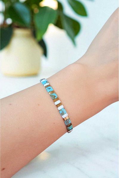Atölye Olcay Eser Turquoise Miyuki Tila Bracelet