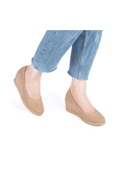 Star Tombis Real Handmade Straw Linen Espadrille Wedge Heel Handmade