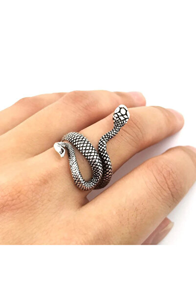 Shiklik MODA خاتم فضي اللون بتصميم ثعبان عصري وأنيق
