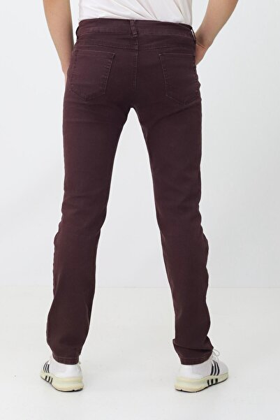 RAPİDO LİFE Erkek Çocuk Genç Bordo Renk Kot Pantolon Düğmeli Likralı Slim Fit Kesim