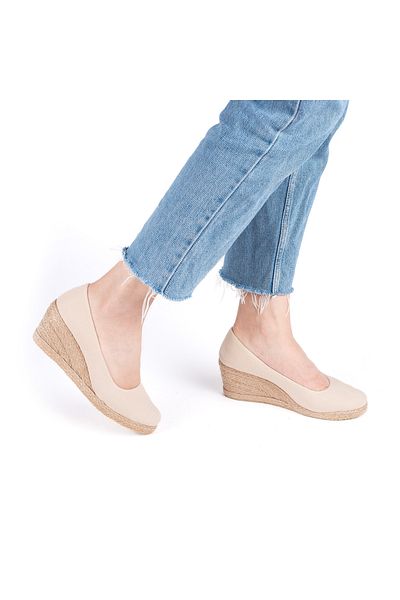 Star Tombis Real Handmade Straw Linen Espadrille Wedge Heel Handmade