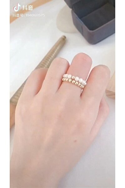 MODAELMAS1 خاتم لؤلؤ مكون من قطعتين لتعزيز أناقتك