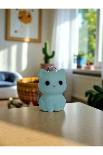 Aly Night Glowing Cat Keychain Figure Amigurumi Style, Highlighter