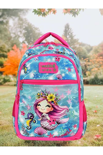 Waddell Licensed Mermaid Themed Backpack with Back Support, Lunch Bag, Primary School Bag (25202)