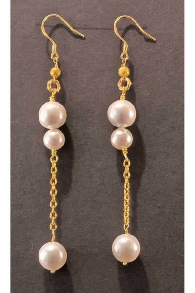 Shiklik MODA أقراط سلسلة ذهبية اللون مع تفاصيل لؤلؤية لتكملة أناقتك