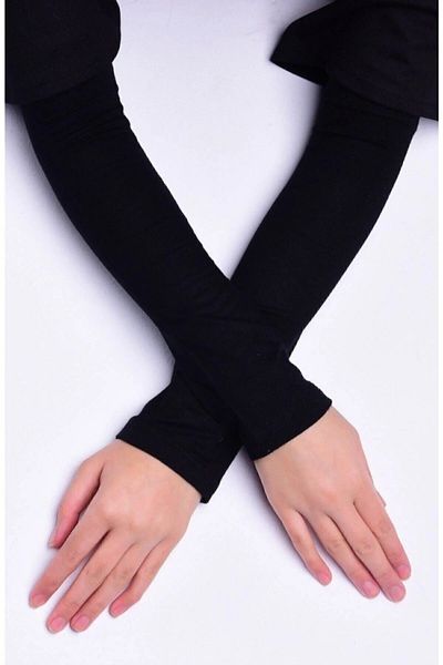 MultiButik Practical Hijab Sleeve Combed Prayer Sleeve Plain Black