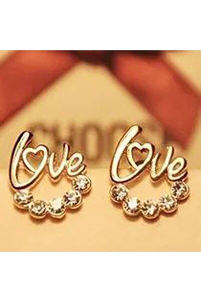 Generic Brand Love Written Earrings with Stones to Complete Your Elegance
