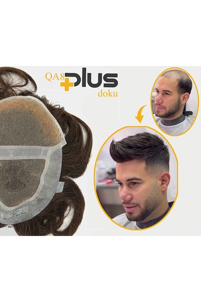 SACPROTEZİM Prosthetic Hair Qa8Plus 6X8 Color 1B Fine Strands Can Be Combed in All Directions Substructure 100% Human Hair