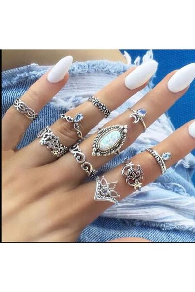 Shiklik MODA مجموعة مكونة من 10 خواتم لتعزيز أناقتك