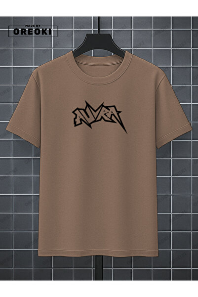 EFFRENATU Aura Printed Cotton Unisex Light Brown T-Shirt-Black Shorts Set