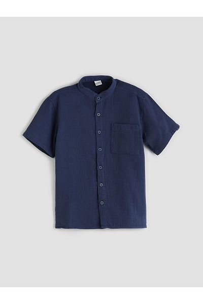 LC Waikiki Lcw Kids Navy Blue Judge Collar Muslin Boy's Shirt