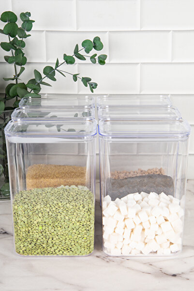 DNS HOME 6 Pieces Food Storage Container Pulses Set Vacuum Lid Food Set 3000 ml