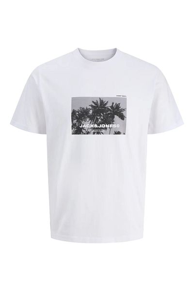 Jack & Jones Ανδρικό μπλουζάκι με λογότυπο Crew Neck Λευκό