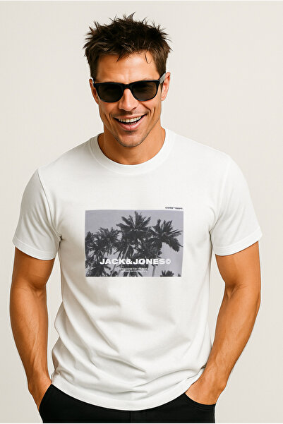 Jack & Jones Men's Logo Printed T-Shirt White