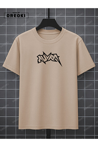 EFFRENATU Aura Printed Cotton Unisex Beige T-Shirt-Black Shorts Set