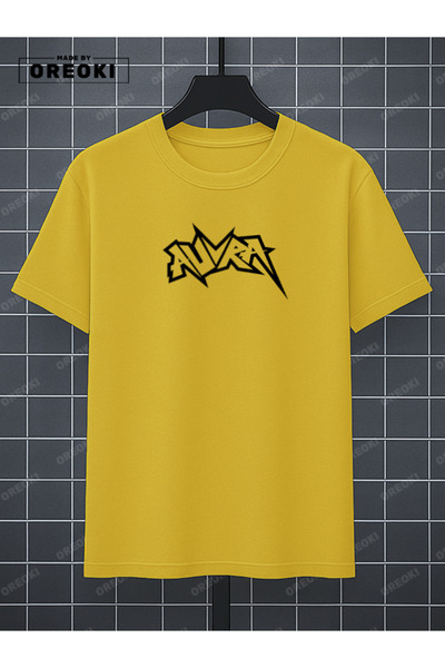 EFFRENATU Aura Printed Cotton Unisex Yellow T-Shirt-Black Shorts Set