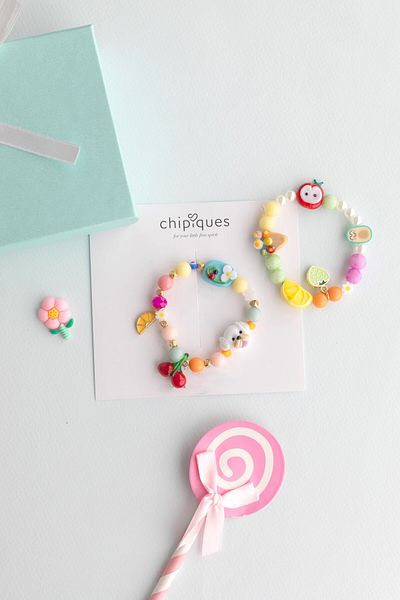 chipiques Colorful Murano Animal Figured Glass Bead Charm Detailed Elastic Children's Bracelet - 1 Piece