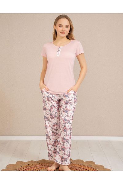 Baha Perfect Club Women's Crew Neck Short Sleeve Pajamas Set 4369 - 1 Piece