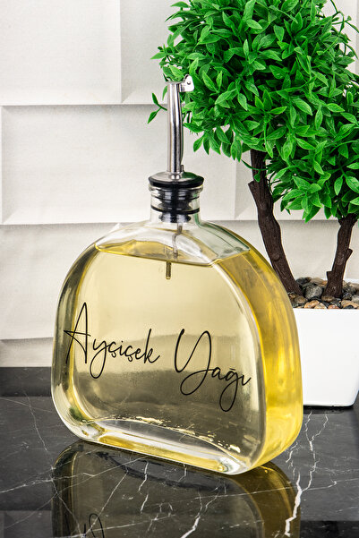 DNS HOME Luxury 500ml Oil Pot Silver Lock Lid Glass Oil Pot Sunflower Oil Olive Oil Sauce Bowl with Label Sauce Bowl