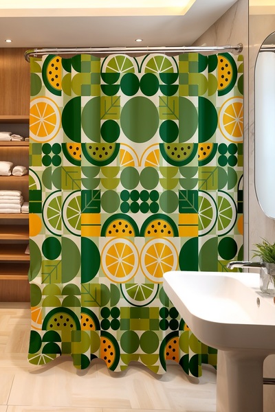 EVPANYA Perdeaua de baie, Perdeaua de dus cu model boem de lamaie, Perdeaua d...