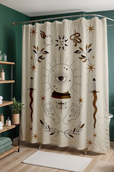 EVPANYA Perdeaua de baie, perdea de dus cu model de ochi boemi, perdea de cad...