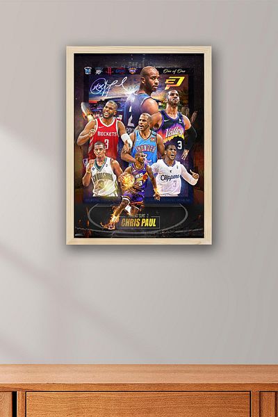 Saturn Chris Paul Framed Painting - Basketball Nba Poster Painting