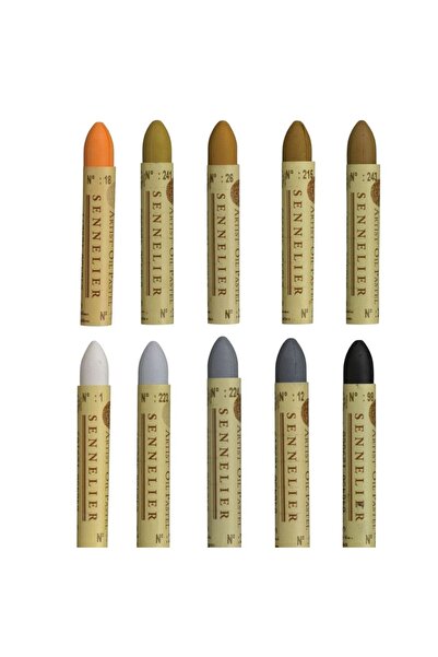 Sennelier Artist Oil Pastel - Set of 10 - Earth and Gray Tones