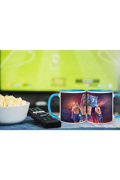 MECKSA CR7 cristiano ronaldo Ceramic Tea Cup Blue handle 11 oz