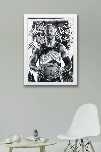 Saturn Chris Paul Framed Painting - Basketball Nba Poster Painting