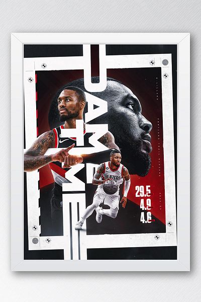 Saturn Damian Lillard Framed Painting - Dame Time Nba Poster Painting