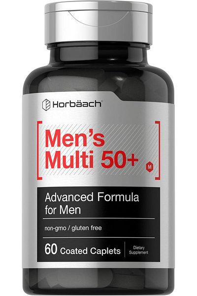 Horbaach Mens Multivitamin 50 Plus 60 Caplets Calcium Magnesium Molybdenum Vitamin A, B, C, D & E 50+