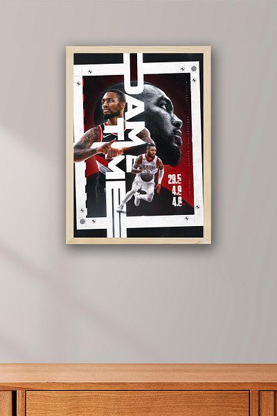 Saturn Damian Lillard Framed Painting - Dame Time Nba Poster Painting