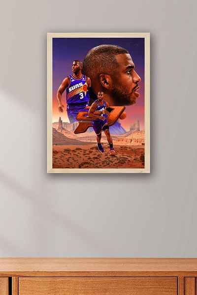 Saturn Chris Paul Framed Painting - Basketball Nba Poster Painting