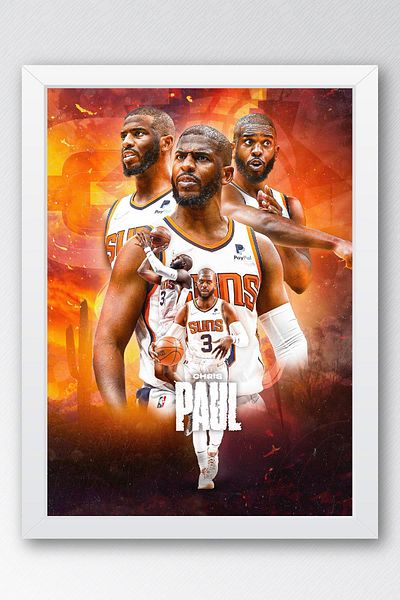 Saturn Chris Paul Framed Painting - Basketball Nba Poster Painting
