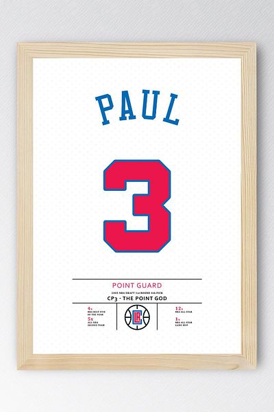 Saturn Chris Paul Jersey Framed Painting - Nba Los Angeles Clippers Jersey