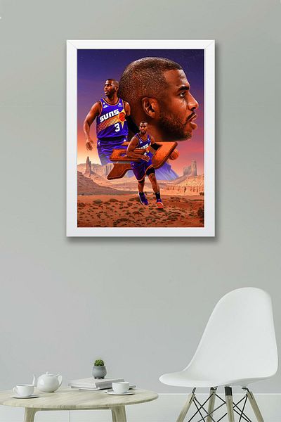 Saturn Chris Paul Framed Painting - Basketball Nba Poster Painting