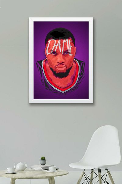 Saturn Damian Lillard Framed Painting - Dame Time Nba Poster Painting