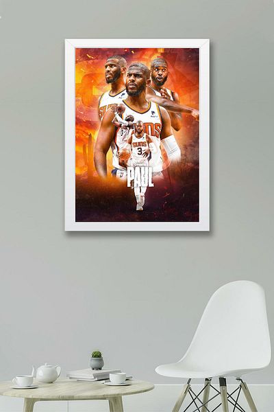 Saturn Chris Paul Framed Painting - Basketball Nba Poster Painting