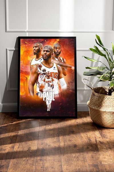 Saturn Chris Paul Framed Painting - Basketball Nba Poster Painting
