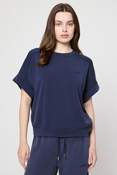 BOSS Kadın Kısa Kol Bisiklet Yaka Rahat Kesim Lacivert T-Shirt 50543499-408