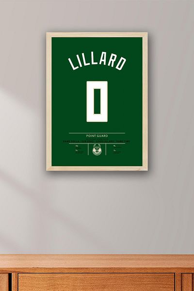 Saturn Tricou Damian Lillard cu cadru - Tricou NBA Milwaukee Bucks
